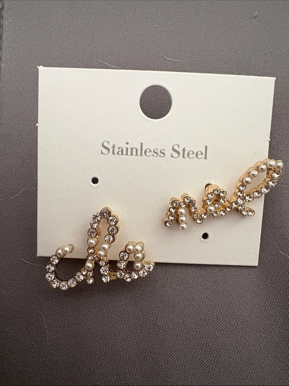 Designer Word Split Stud Earrings